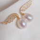 Yellow Gold Plated Sterling Silver Freshwater Pearl Earrings, ER69