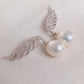 White Gold Plated Sterling Silver Freshwater Pearl Earrings, ER70