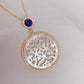 Yellow Gold Plated Sterling Silver Necklace with Mother of Pearl and Blue Lapis Lazuli, NL12
