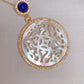 Yellow Gold Plated Sterling Silver Necklace with Mother of Pearl and Blue Lapis Lazuli, NL12