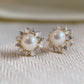 Yellow Gold Plated Sterling Silver Freshwater Pearl Earrings with Mother of Pearl, ER37