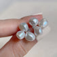 White Gold Plated Sterling Silver Freshwater Keshi Pearl Earrings, ER39
