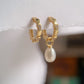 Yellow Gold Plated Sterling Silver Freshwater Pearl Earrings, ER62