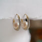 Yellow Gold Plated Sterling Silver Freshwater Pearl Earrings, ER32