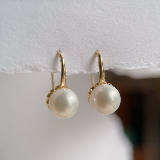 Yellow Gold Plated Sterling Silver Freshwater Pearl Earrings, ER34