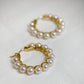 Akoya Pearl Hoop Earrings in 18K Yellow Gold 3.5-4mm