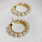 Akoya Pearl Hoop Earrings in 18K Yellow Gold 3.5-4mm