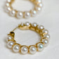 Akoya Pearl Hoop Earrings in 18K Yellow Gold 3.5-4mm