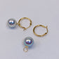 Blue Akoya Pearl Datachable Earrings in 18K Yellow Gold, 8-8.5mm