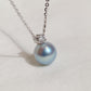 Blue Akoya Pearl Pendant in 18K White Gold with Diamond, d0.05ct,8-8.5mm
