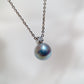 Blue Akoya Pearl Pendant in 18K White Gold with Diamond, d0.05ct,8-8.5mm