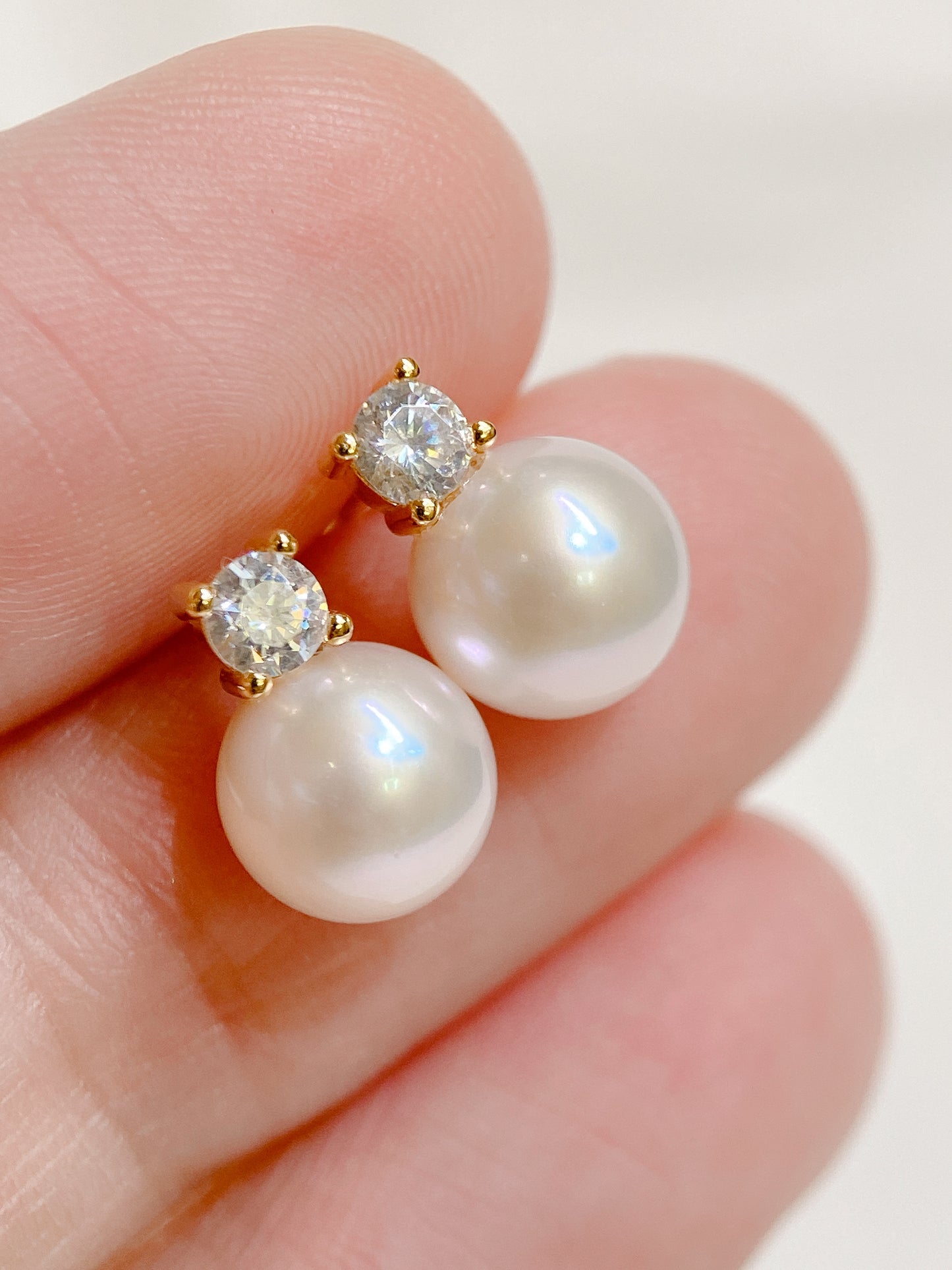 Yellow Gold Plated Sterling Silver Freshwater Pearl Earrings, ER8