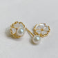 Yellow Gold Plated Sterling Silver Freshwater Pearl Detachable Earrings, ER44