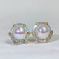 Yellow Gold Plated Sterling Silver Freshwater Pearl Earrings with Mother of Pearl, ER50