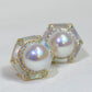 Yellow Gold Plated Sterling Silver Freshwater Pearl Earrings with Mother of Pearl, ER50