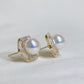 Yellow Gold Plated Sterling Silver Freshwater Pearl Earrings with Mother of Pearl, ER50
