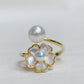 Yellow Gold Plated Sterling Silver Freshwater Pearl Ring with Mother of Pearl, R3
