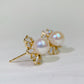 Yellow Gold Plated Sterling Silver Freshwater Pearl Earrings with Mother of Pearl, ER37