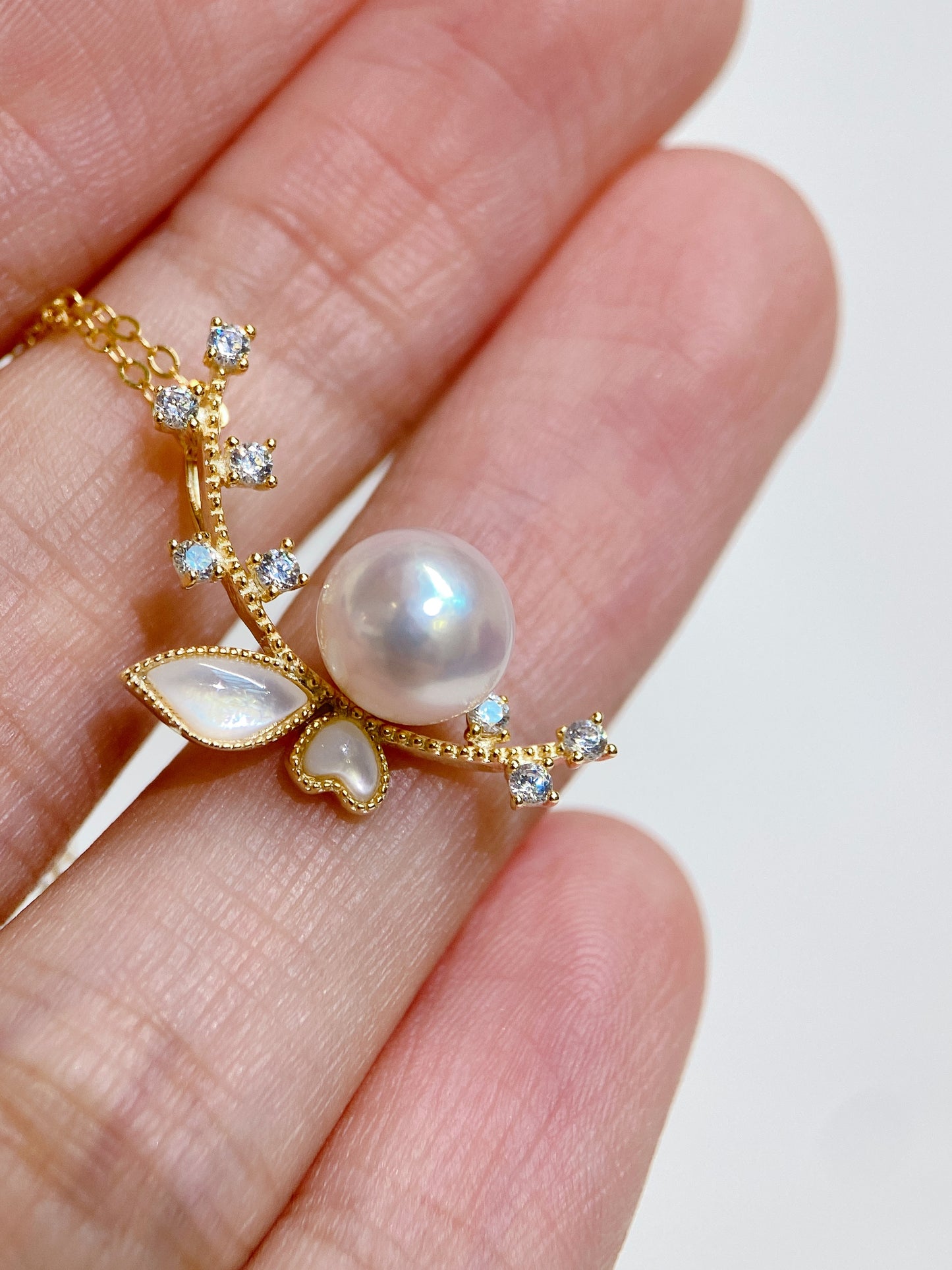 Yellow Gold Plated Sterling Silver Freshwater Pearl Necklace, NL4, NL5