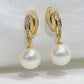 Yellow Gold Plated Sterling Silver Freshwater Pearl Earrings with Mother of Pearl, ER49