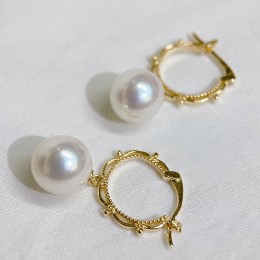 Yellow Gold Plated Sterling Silver Freshwater Pearl Earrings, ER17