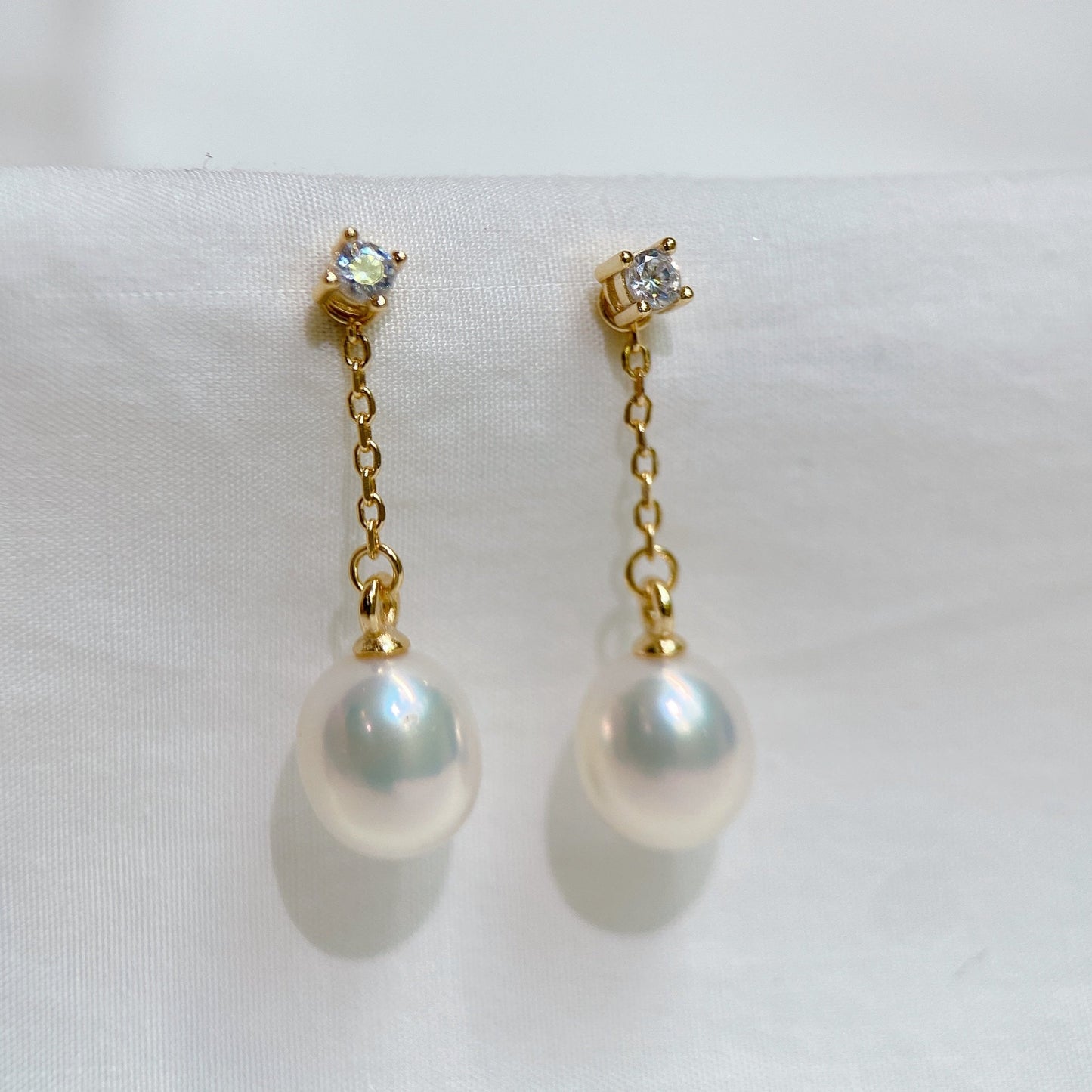 Yellow Gold Plated Sterling Silver Freshwater Pearl Detachable Earrings, ER66