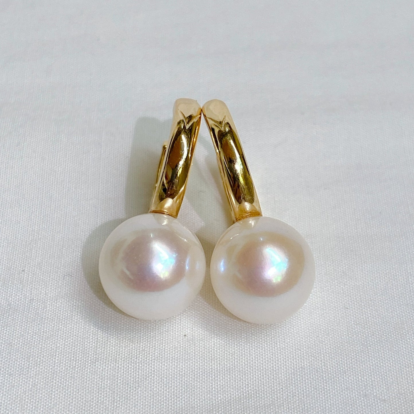 Yellow Gold Plated Sterling Silver Freshwater Pearl Earrings, ER23