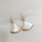 Yellow Gold Plated Sterling Silver Freshwater Pearl Earrings with Mother of Pearl, ER26