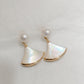 Yellow Gold Plated Sterling Silver Freshwater Pearl Earrings with Mother of Pearl, ER26
