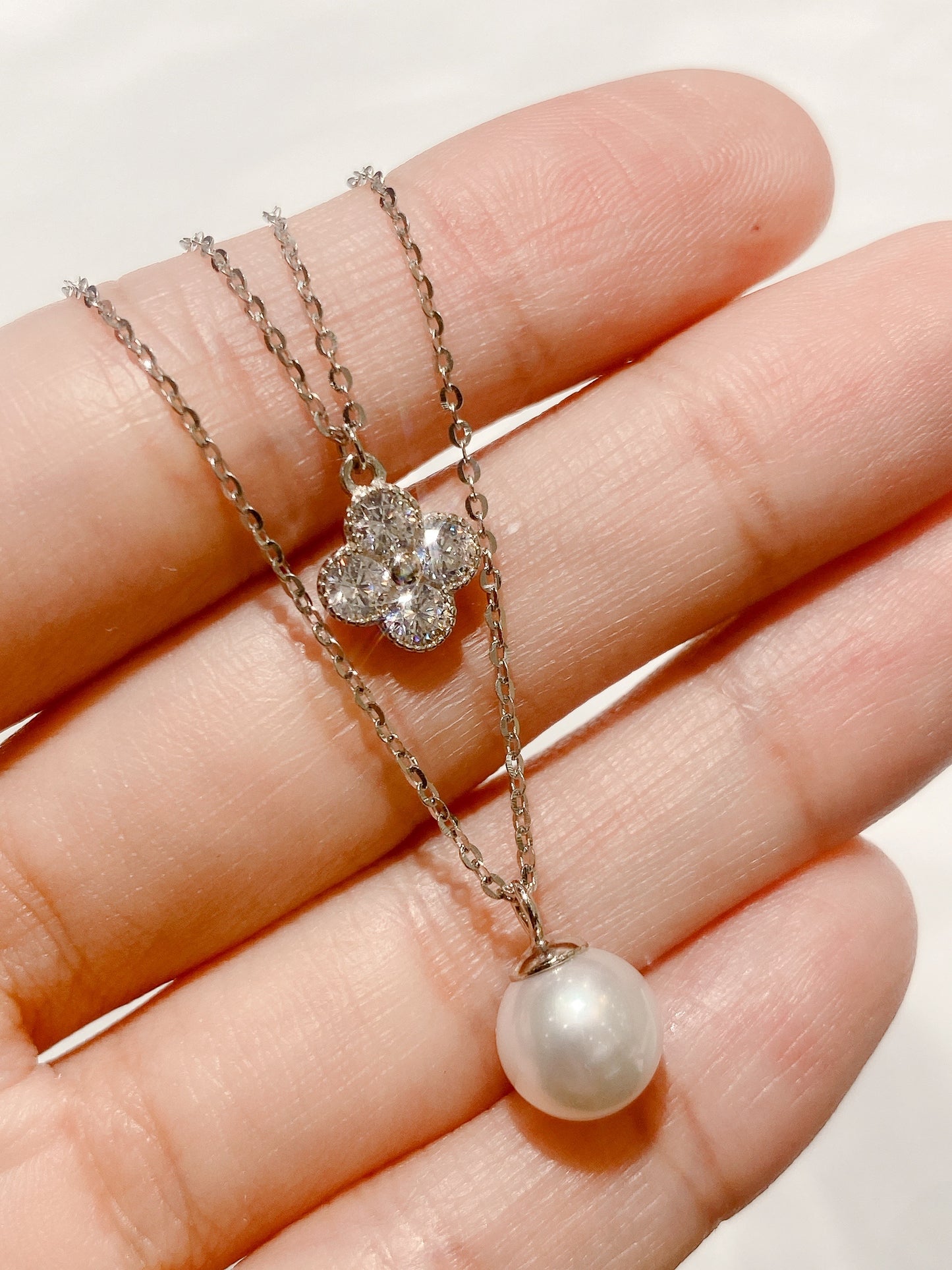 White Gold Plated Sterling Silver Freshwater Pearl Necklace, NL1