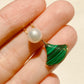 Yellow Gold Plated Sterling Silver Freshwater Pearl Necklace with Malachite, NL7