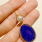 Yellow Gold Plated Sterling Silver Freshwater Pearl Necklace with Blue Lapis Lazuli, NL8