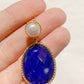 Yellow Gold Plated Sterling Silver Freshwater Pearl Necklace with Blue Lapis Lazuli, NL8