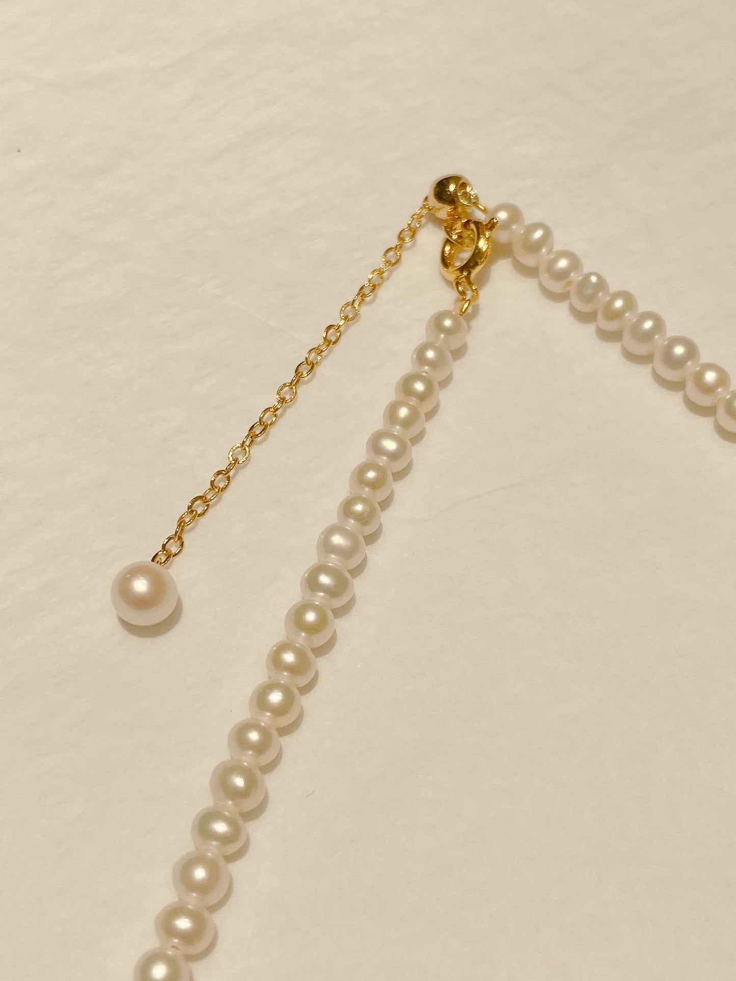 Yellow Gold Plated Sterling Silver Freshwater Pearl Necklace, NL10