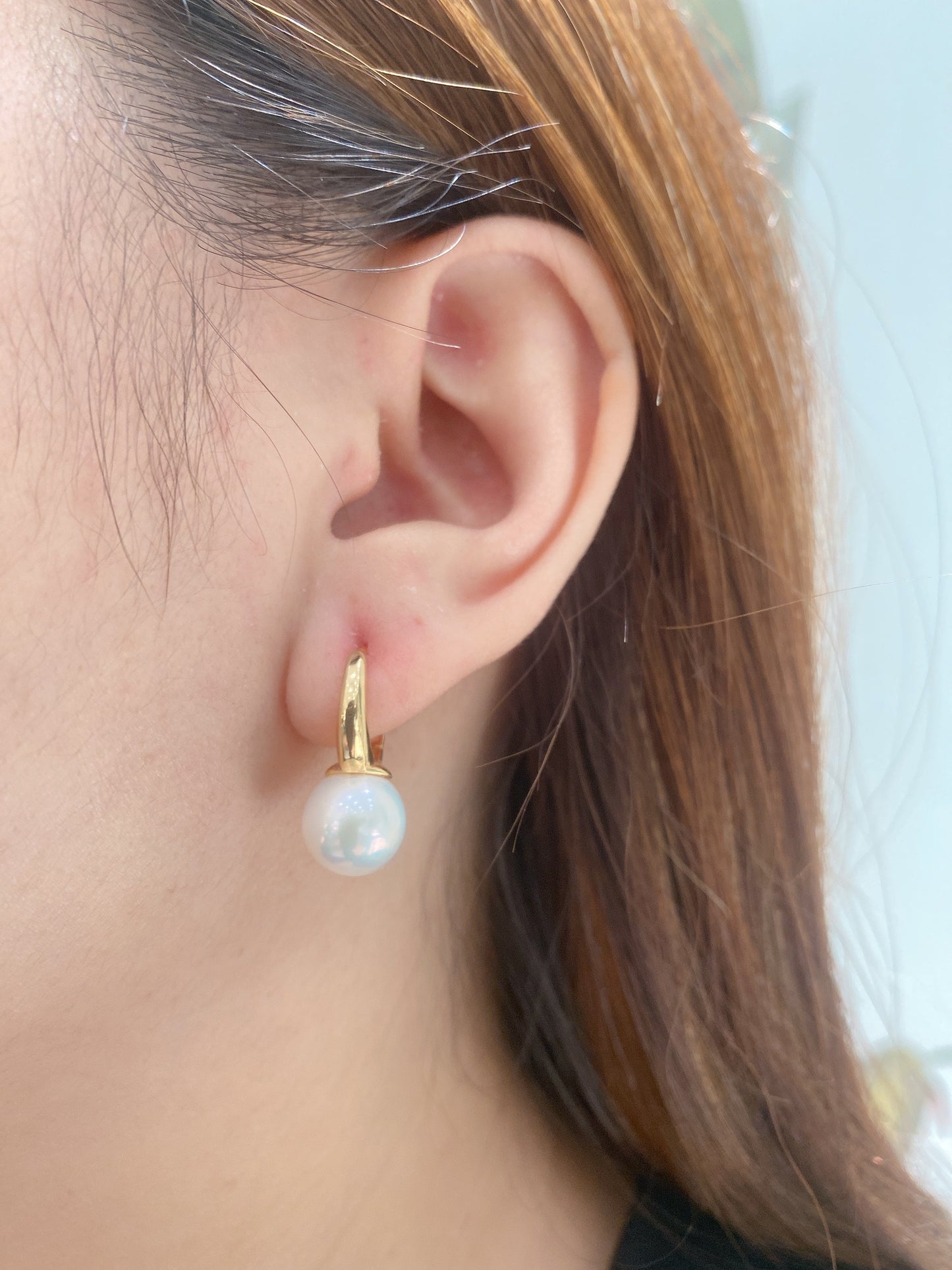 Yellow Gold Plated Sterling Silver Freshwater Pearl Earrings, ER23
