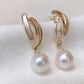 Yellow Gold Plated Sterling Silver Freshwater Pearl Earrings with Mother of Pearl, ER49