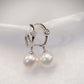 Akoya Pearl Hoop Earrings in 18k White Gold with Diamond, d0.06ct,9-9.5mm