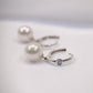 Akoya Pearl Hoop Earrings in 18k White Gold with Diamond, d0.06ct,9-9.5mm