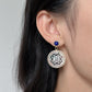 Yellow Gold Plated Sterling Silver Mother of Pearl Earrings with Blue Lapis Lazuli , ER57