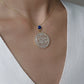 Yellow Gold Plated Sterling Silver Necklace with Mother of Pearl and Blue Lapis Lazuli, NL12
