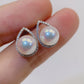 Akoya Pearl Earrings in 18K White Gold with Diamond d0.118ct,7.5-8mm