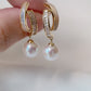 Yellow Gold Plated Sterling Silver Freshwater Pearl Earrings with Mother of Pearl, ER49