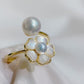 Yellow Gold Plated Sterling Silver Freshwater Pearl Ring with Mother of Pearl, R3