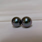 Tahitian Black Pearl Stud Earrings in 18k Yellow Gold